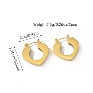 Polished 18k gold heart-shaped hoop earrings with minimalist thick metal design
