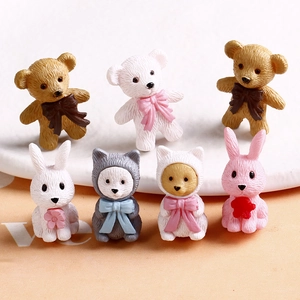Cartoon Bear Rabbit Mini Figurines PVC DIY Jewelry Accessories Phone Case Micro Landscape Decoration Cute Animal Charms
