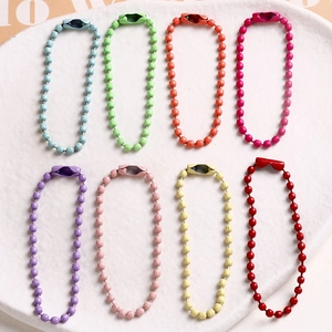 Colorful painted metal ball bead chains set in eight vibrant colors for DIY jewelry crafts