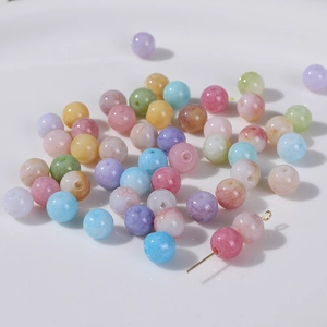 8mm colorful ice cracked round beads for DIY handmade jewelry crafts on white background