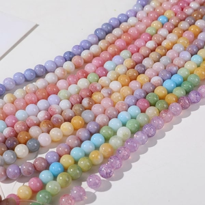 Macro detail of 8mm colorful ice cracked round beads for DIY jewelry making material