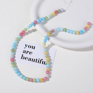 Mix of 8mm candy colored cracked glass beads for DIY jewelry making and necklaces
