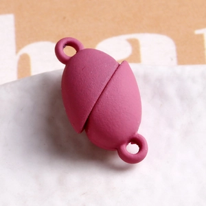 Detailed view of matte rose red magnetic clasp for DIY jewelry making and bracelets