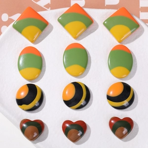 DIY Mixed Geometric Resin Cabochons Striped Color Block Findings For Jewelry Making Earrings Hairpins Flatback Patch Accessories