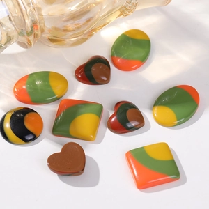 Mixed shape resin cabochons with colorful abstract patterns for DIY jewelry making