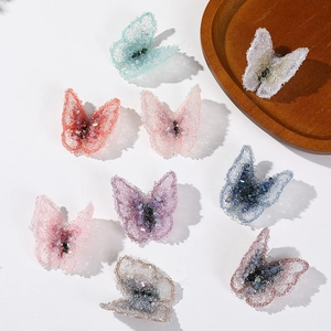 DIY butterfly patches with sparkling crystals for elegant handmade hair accessories