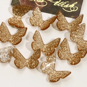 Sparkling butterfly resin charms with gold and silver glitter for DIY jewelry making