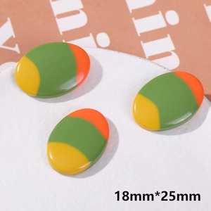 Detailed view of 18x25mm oval resin patch with tricolor stripes for DIY jewelry making