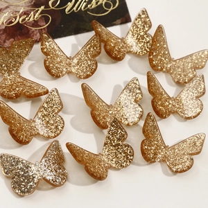Sparkling champagne gold glitter butterfly DIY accessories for hair clips and phone cases