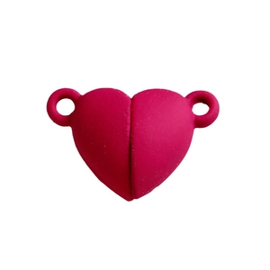 Matte rose red heart magnetic clasp connector for DIY jewelry making and pendants