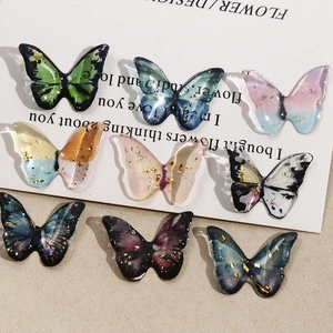 Chic resin butterfly accessories with gold foil in various gradient color schemes