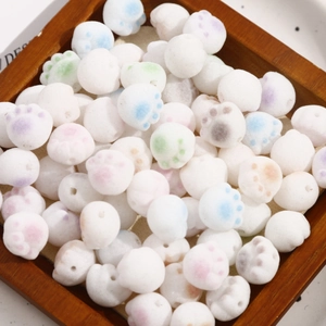 Cute Flocked Acrylic Cat Paw Loose Beads For DIY Bracelet Earring Making Creative Colored Animal Pattern Craft Jewelry Accessory