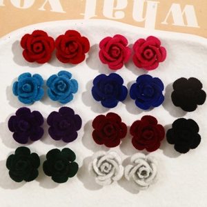 Amuletos de Rosas de Aluminio Flocado Vintage para Hacer Joyas Decoración de Horquillas Pendientes Parche Floral 3D
