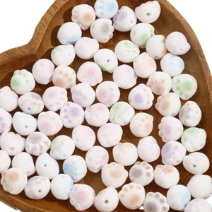 Creative flocked cat paw beads in macaron colors for DIY jewelry and bracelet making