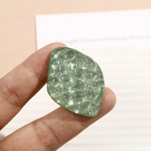 Translucent green resin diamond stone with hammered texture for DIY jewelry making