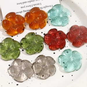 Transparente Textur Harz Blütenblatt Charms Für DIY Schmuckherstellung Haarspangen Zubehör Florale Fünf-Blatt-Blumen Patch
