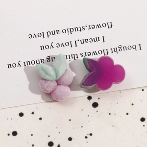 Furry flocking grape and flower resin charms for DIY jewelry making and hair accessories
