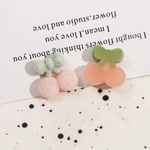 DIY plush and resin cherry charms for jewelry and hair accessories crafting