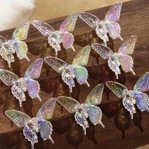 Iridescent aurora butterfly acrylic beads for DIY necklaces and craft accessories