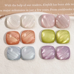 Pearlescent Resin Geometric Heart Square Oval Patches Opal Effect DIY Accessories For Earrings Hair Clips Jewelry Making Components
