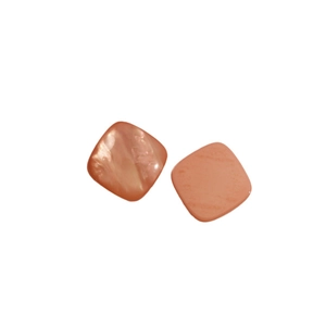 Pair of square pink resin charms with iridescent mother-of-pearl finish for DIY jewelry