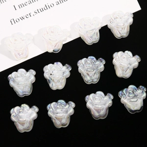 Aurora Iridescent Acrylic Rose Flower Charms For DIY Earrings Phone Case Headwear Jewelry Making Accessories