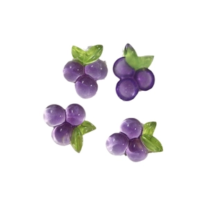 Set of four translucent purple resin grape charms for DIY jewelry making and crafts