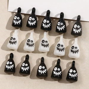 Halloween Ghost Charms Resin Funny Spooky Face Pendants For DIY Earring Necklace Keychain Making Holiday Jewelry Project