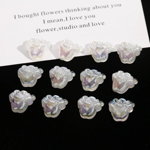 Iridescent aurora acrylic rose flower beads for DIY jewelry and phone case making