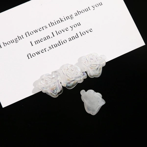 Iridescent pearlescent acrylic rose flower charms for DIY jewelry and phone case making