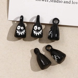 Cartoon black ghost resin pendants for DIY jewelry making and Halloween accessories