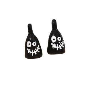 Pair of creative black cartoon ghost charms for Halloween DIY jewelry resin accessories