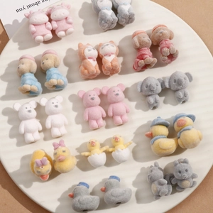 Lindos Dijes de Animales Flocados para Hacer Joyas Bricolaje Oso Pato Pollito Resina Mini Adorno Decoración para Niños