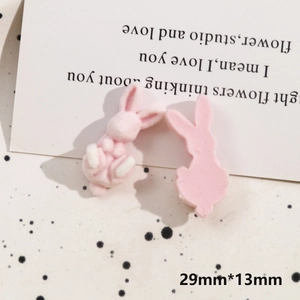 Pink flocked rabbit resin charms in 29mm x 13mm size for DIY hair accessories