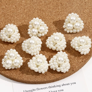 White Faux Artificial Pearl Cluster Triangle Heart Flower Patch For DIY Earring Headwear Jewelry Making Handmade Material Accessory