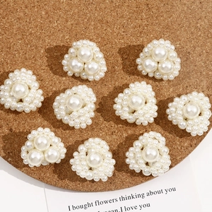 Handmade pearl flower charms for DIY jewelry earrings with a minimalist white heart design