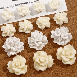 3D Flocked Rose Flower DIY Jewelry Accessories Resin Flatback Cabochons For Earrings Hair Clips Scrapbooking Decor
