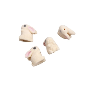 Cute beige flocked bunny beads with pink ears for DIY jewelry making and bracelets
