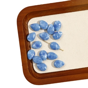 Teardrop Larimar style blue stone beads with wave texture for DIY jewelry making