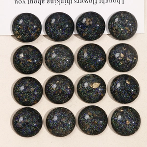 Starry galaxy glitter cabochon with gold foil resin beads for DIY hair accessories
