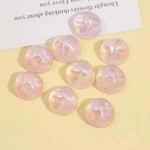 Pink iridescent resin cabochons with starry glitter for DIY jewelry making