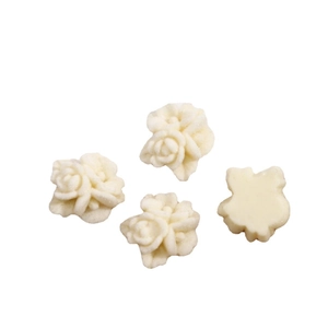 Cream 3D flocked rose flower cabochons with flat back for DIY jewelry making