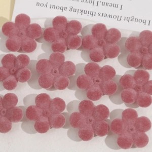 Détails de 12 pièces d'accessoires de fleurs roses floquées à cinq pétales pour DIY