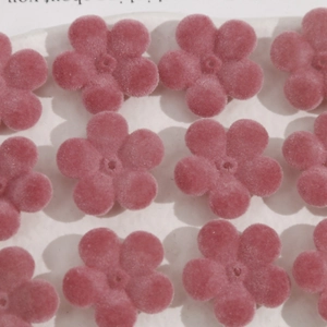 Fleurs à cinq pétales floquées roses en acrylique pour bijoux DIY et accessoires cheveux