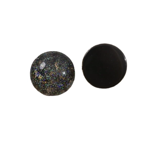Starry galaxy glitter and glossy black round cabochon beads for DIY jewelry making