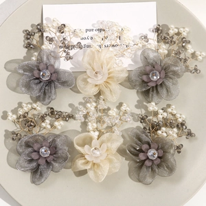 Handmade Mesh Flower DIY Charms For Earrings Hairpins Elegant Artificial Pearl Glass Bead Woven Floral Accessories Jewelry Making
