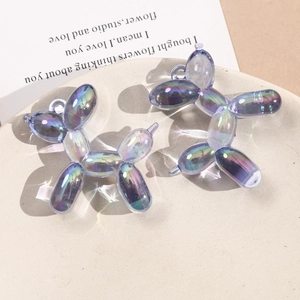 Iridescent purple acrylic balloon dog pendant set for DIY jewelry and accessories