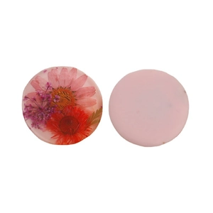 Handmade clear round resin earring charms with embedded pink natural dried flowers