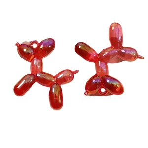 Iridescent dark red acrylic balloon dog pendant with transparent gradient finish