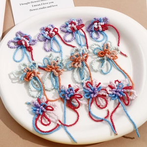 Hand Woven Glass Seed Bead Flower Tassel DIY Jewelry Accessories Bohemian Style Floral Pendant For Earrings Hair Decor Women